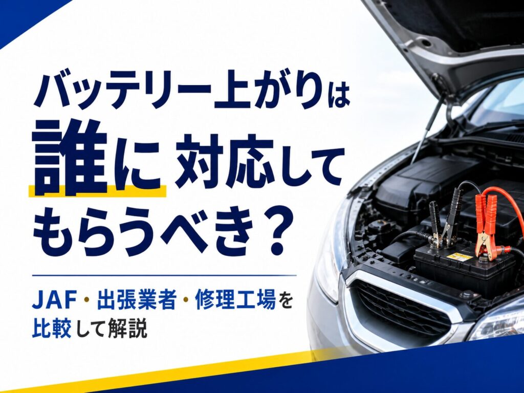 バッテリー上がりは誰に対応してもらうべき？JAF・出張業者・修理工場を比較して解説