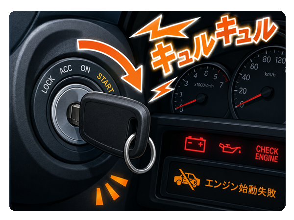 セルは回るが始動しない